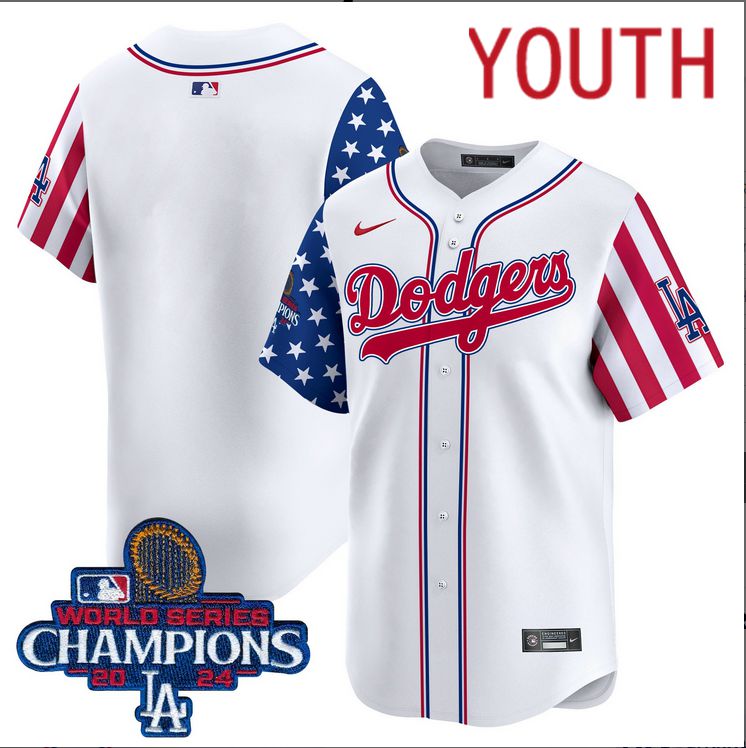 Youth MLB Los Angeles Dodgers blank American Style white 2024 World Series Champions Limited Jersey
